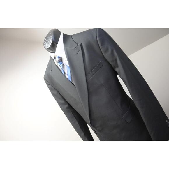 TopMan Suit Jacket Double Breasted Black Slim Fit Mens Size 44 R - Picture 2 of 11